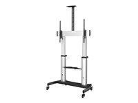 W/ 2 equipment shelves - Vozík - pro plochý panel - hliník, ocel - černá, stříbrná - velikost obrazovky: 60"-100"