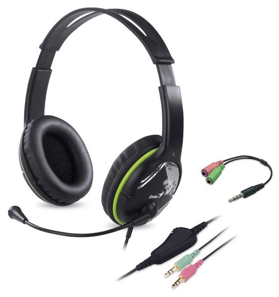 Sluchátka s mik. GENIUS HS-400A green + redukce