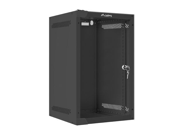 Lanberg racková skříň 10" pro montáž na stěnu 9u/280x310 (flat pack) s prosklenými dveřmi černá