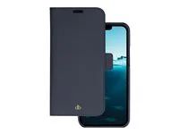 Pouzdro s klopou pro mobilní telefon - písmové hnědé úplety z udržitelné kůže - modrá pacifik - pro Apple iPhone 14 Plus
