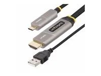 HDMI kabel - USB-C s piny (male) do HDMI, USB (pouze napájení) s piny (male) - 15.2 m - stíněný/fiber optic - černá - aktivní, Active Optical Cable (AOC), Jednosměrný, podpora 4K60 Hz (3840 x 2160)