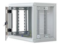 19" jednodílný nástěnný rozvaděč s odnímatelnými bočnicemi 6U/400mm celoskleněné dveře, černý RAL9005