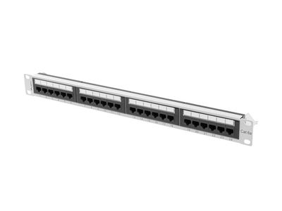 Patch panel 24 portů 1U 19" CAT.6A utp šedý lanberg