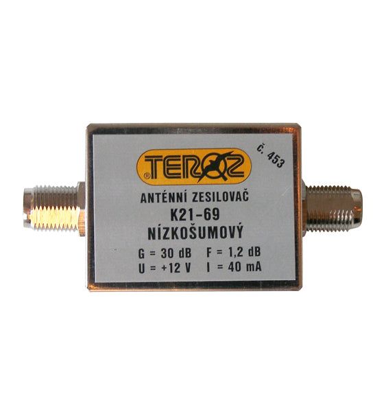 Anténní zesilovač TEROZ 453X, UHF, G30dB, F1,2dB, U100dBµV, F-F