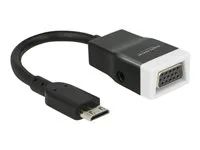 Video / audio adaptér - 19 pin mini HDMI Type C s piny (male) do HD-15 (VGA), mini-phone stereo 3.5 mm se zdířkami (female) - 15 cm - černá, bílá