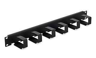 19" vyvazovací panel 1U 6x háček 70x27mm šedý kov