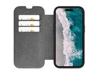 Pouzdro s klopou pro mobilní telefon - kompatibilita s MagSafe - veganská kůže, plast - průsvitná, černá - pro Apple iPhone 15 Plus