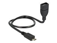 Delock OTG ShapeCable - Prodlužovací šnura USB - USB (F) do Micro USB typ B (M) - USB 2.0 OTG - 50 cm - cerná
