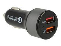 Napájecí adaptér do auta - 3 A - QC 3.0 - 2 výstupní konektory (USB) - černá
