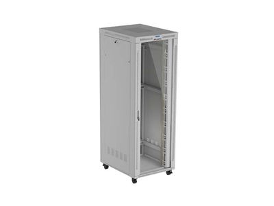 19" Volně stojící racková skříň 47U 800X1000 šedé prosklené dveře lcd lanberg (flat pack) V2
