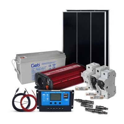 Solární ostrovní set SOLARFAM 110Wp, 12V, baterie 100Ah, měnič 230VAC 600W