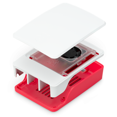 RASPBERRY Pi 5 Skříňka s chladičem, malinová/bílá