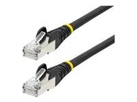 Black - Low Smoke Zero Halogen (LSZH) - 10GbE 500MHz 100W PoE++ Snagless RJ-45 w/Strain Reliefs S/FTP Network Patch Cord - Patch kabel - RJ-45 (M) do RJ-45 (M) - 50 cm - S/FTP - CAT 6a - IEEE 802.3bt - neobsahuje halogen, lisovaný, provedení bez hrbolků, licna - černá