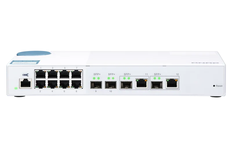 QNAP řízený switch QSW-M408-2C (12portů: 8x Gigabit port + 4x 10G SFP+ /2x 10GbE kombo porty)