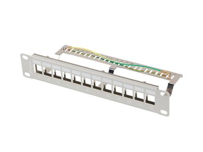 Lanberg patch panel 12 portů 1U 10" ftp pro moduly keystone šedý V2