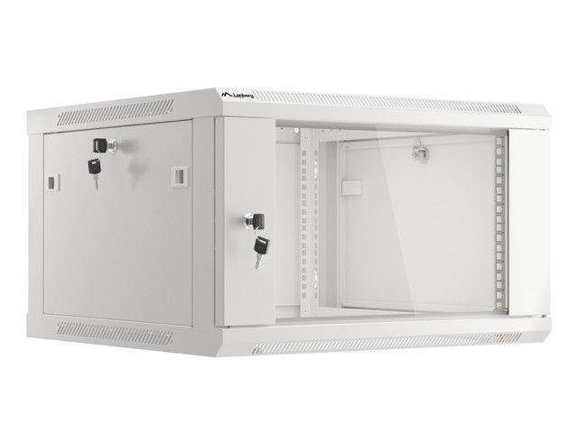 Lanberg 19" racková skříň pro montáž na stěnu 6u/600x600 (flat pack) s prosklenými dveřmi šedá V2