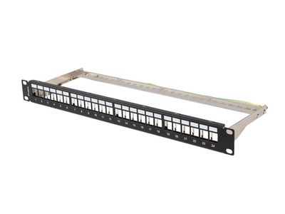 Patch panel 24 portů 1U 19" ftp pro moduly keystone černý lanberg