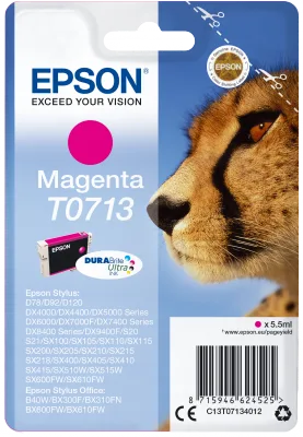 Epson Singlepack Magenta T0713 DURABrite Ultra Ink