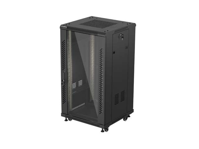 Lanberg instalační skříňový rozvaděč 19" 22U 600X600 černé skleněné dveře (ploché balení)