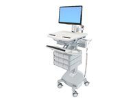 Vozík - otevřená architektura - pro LCD displej / PC vybavení - zdravotní - plast, hliník, pozinkovaná ocel - šedá, bílá, leštěný hliník - velikost obrazovky: až 24" - výstup: AC 230 V - 40 Ah - lithium - kompatibilní s TAA