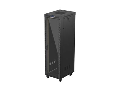 Lanberg 19" volně stojící racková skříň 42u/600x800 (flat pack) s prosklenými dveřmi lcd černá