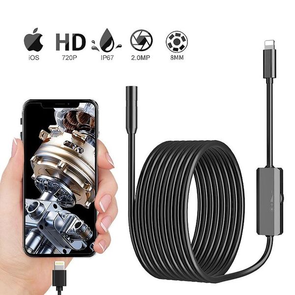 W-Star Endoskopická kamera WSE8x5SL sonda 8mm 5m HD měkký kabel lightning