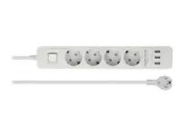 Napájecí pásek - AC 250 V - 4000 Watt - vstup: power CEE 7/7 - výstupní konektory: 4 (3 x USB typ A, 4 x CEE 7/3) - 1.5 m kabel - bílá