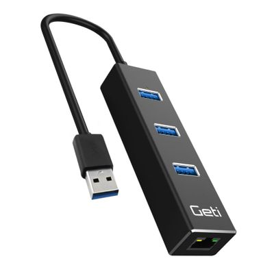 USB rozbočovač GETI GUH3AE 3x USB-A 3.0 + 1x Ethernet