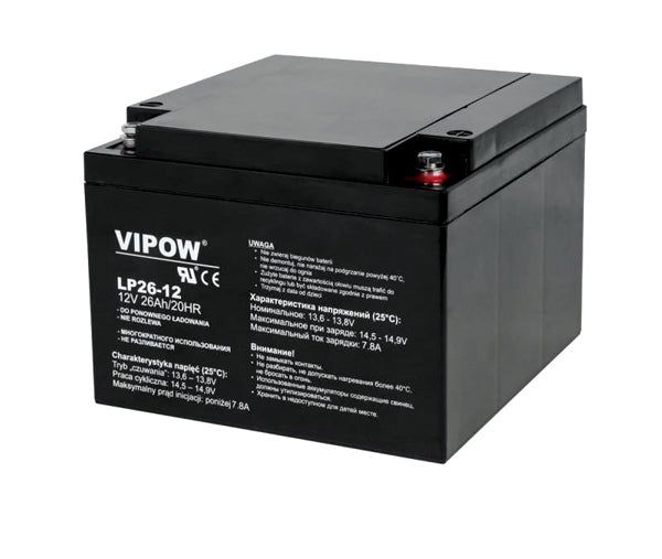 Baterie olověná 12V 26Ah VIPOW BAT0270
