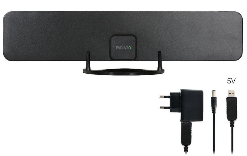 EVOLVEO Xany 2B, 230/5V, aktivní pokojová anténa FM/DAB+/DVB-T2, filtr LTE,4G,5G