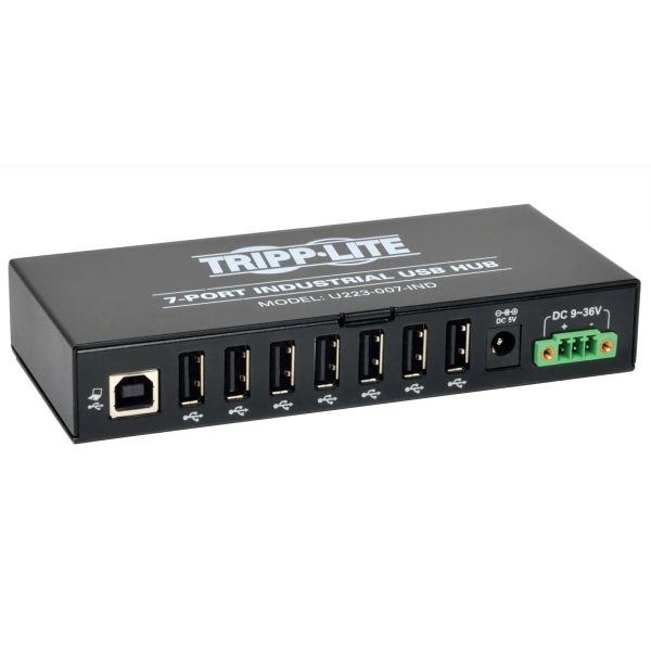 Rozbočovač 7x USB 2, průmyslový, odolnost ESD 15kV, kovové pouzdro, možnost montáže