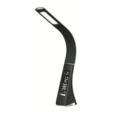 Platinet PDLU3B stolní LED lampa stmívatelná, flexibilní rameno, hodiny, černá