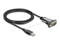 Delock - USB / sériový kabel - USB (M) do DB-9 (M) s maticemi - 3 m - šedá, cerná