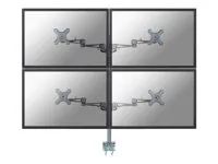 Montážní sada - plný pohyb - pro 4 LCD displeje - stříbrná - velikost obrazovky: 10"-27" - upevnění svorkou, upevnitelné na stůl