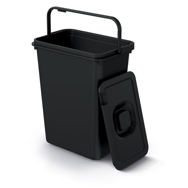 SYSTEMA BASIC FLAP černý odpadkový koš s víkem 10l