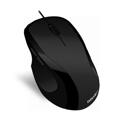 EVOLVEO ML-507B/Ergonomická/Laserová/Pro praváky/1 600 DPI/Drátová USB/Černá
