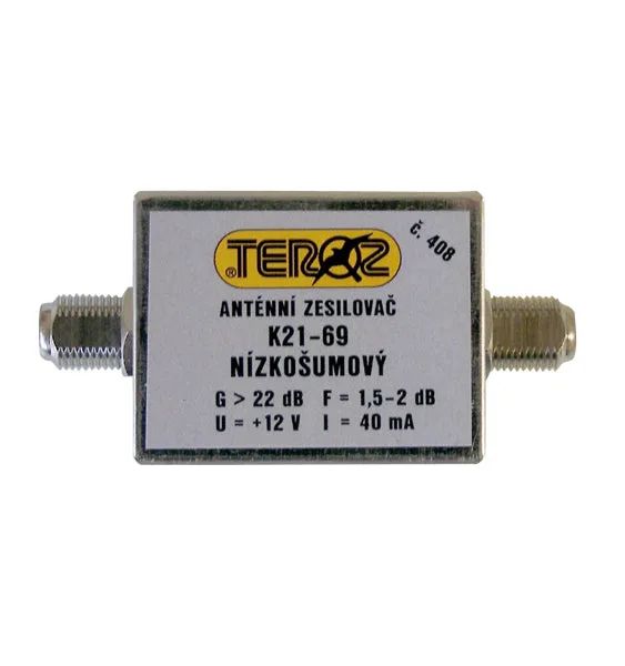 Anténní zesilovač TEROZ 408X, UHF, G22dB, F1,5dB,U99dBµV, F-F