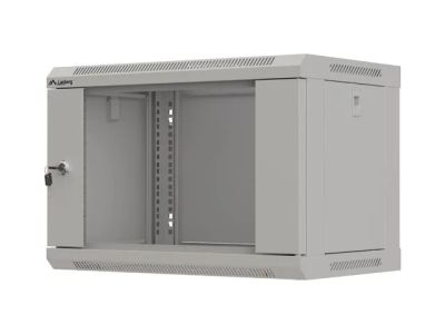 Lanberg 19" racková skříň pro montáž na stěnu 6u/540x350 (flat pack) s prosklenými dveřmi šedá