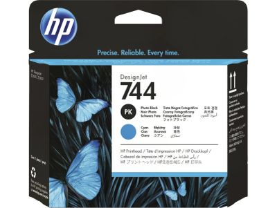 HP 744 Tisková hlava, černá a azurová, F9J86A