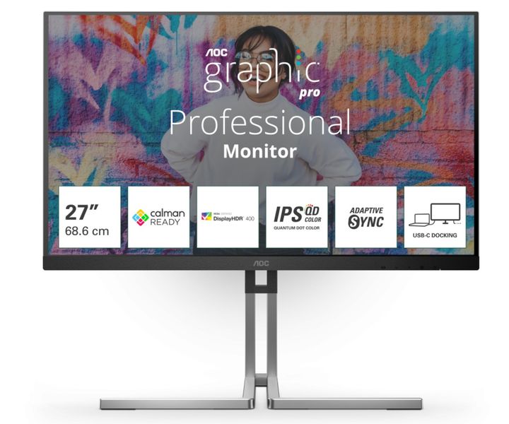AOC/Q27U3CV/27''/IPS/QHD/75Hz/4ms/Blck-Slvr/3R