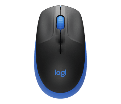 Logitech M190/Kancelářská/Optická/1 000 DPI/Bezdrátová USB/Černá-modrá