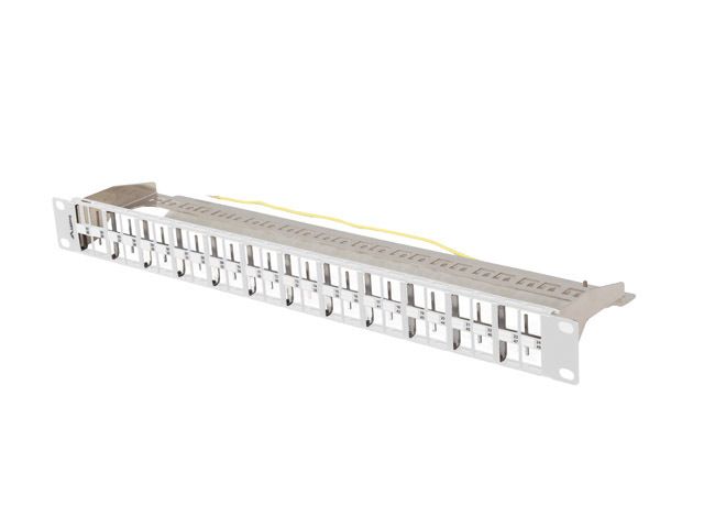 Patch panel prázdný 48 portů 1U 19" ftp pro moduly keystone šedý lanberg