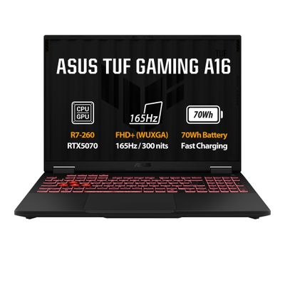 ASUS TUF Gaming A16/FA608UP-RV048Z/R7-260/16"/WUXGA/16GB/512GB/RTX 5070/bez OS/Gray/2R
