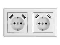 2-Way Wall Socket with 4 x USB Type-A Ch