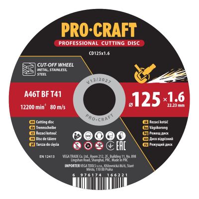 Řezný kotouč PROCRAFT 125x1.6 mm