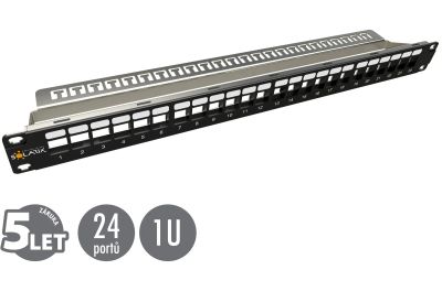 19" modulární neosazený patch panel Solarix 24 portů 1U SX24M-0-STP-BK-UNI-N
