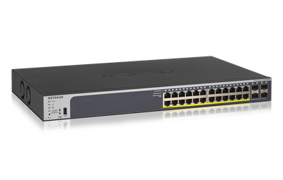 NETGEAR 24-Port Gigabit PoE+ (190W) SmartManaged Pro Switch with 4 SFP Ports