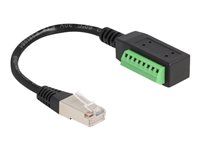 Síťový kabel - RJ-45 (M) do 8 kolíková svorkovnice - 21.5 cm - UTP - CAT 5e - černá/zelená