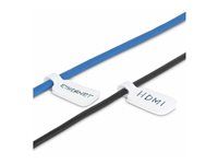 Startech 3.5in (9cm) Cable Labels, 100 Pack White, Cable/Cord Tags (CABLE-TAG-HLWH) - Identifikacní štítky kabelu - uzáver s háckem, popisovatelný - 9 cm - bílá (balení 100)