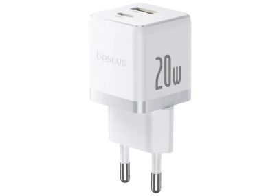 Baseus Rychlonabíječka do sítě Palm 20W 1xUSB-A 1xUSB-C PD QC 3.0 bílá